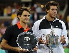 Del Potro na zijn gewonnen finale tegen Federer. (US Open 2009)