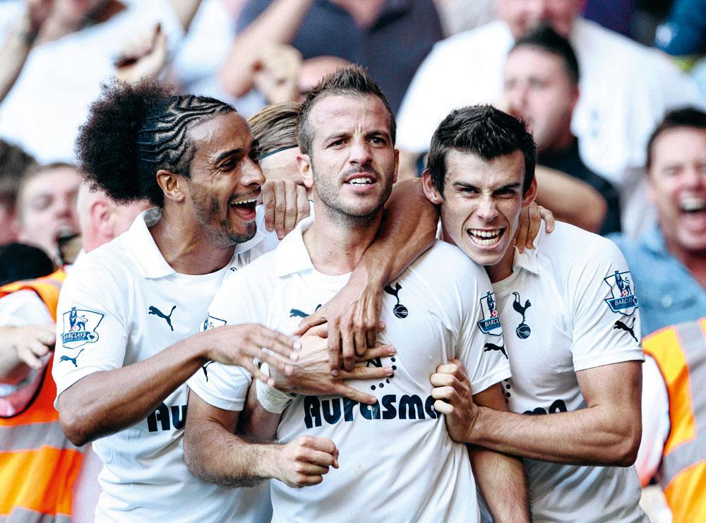 Bij Tottenham met Benoît Assou-Ekotto en Gareth Bale.