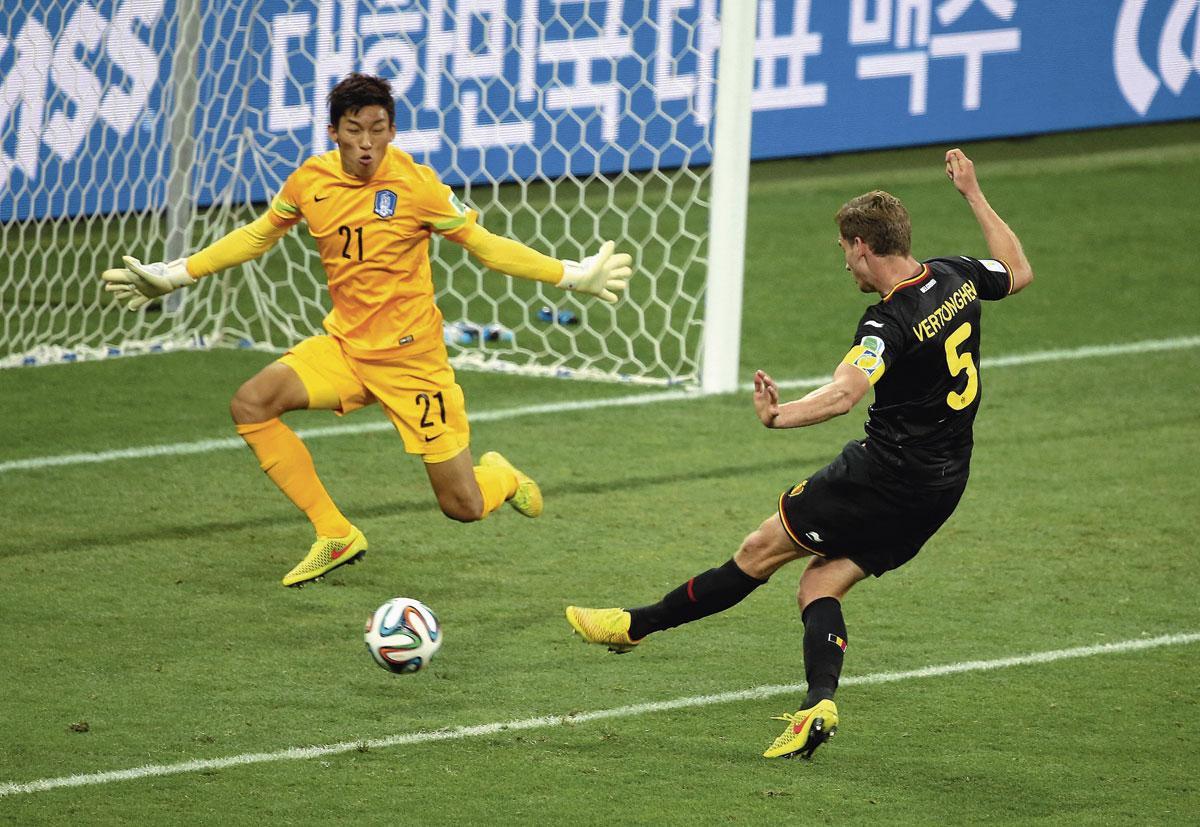 Jan Vertonghen scoort als aanvoerder de enige goal tegen Zuid-Korea.