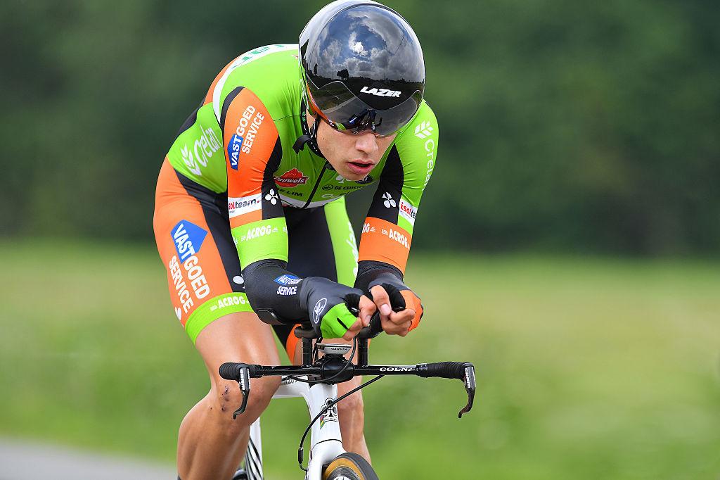 Wout Van Aert remporte le prologue du Tour de Belgique en 2016.