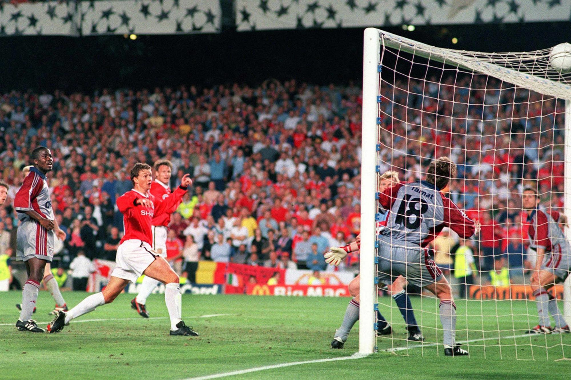 Ole Gunnar Solskjaer inscrit le but de la victoire face au Bayern en finale de la Champions League 1999.
