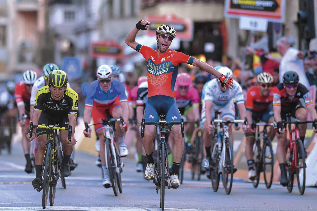 Vincenzo Nibali lors de sa victoire à Milan-Sanremo en 2018.