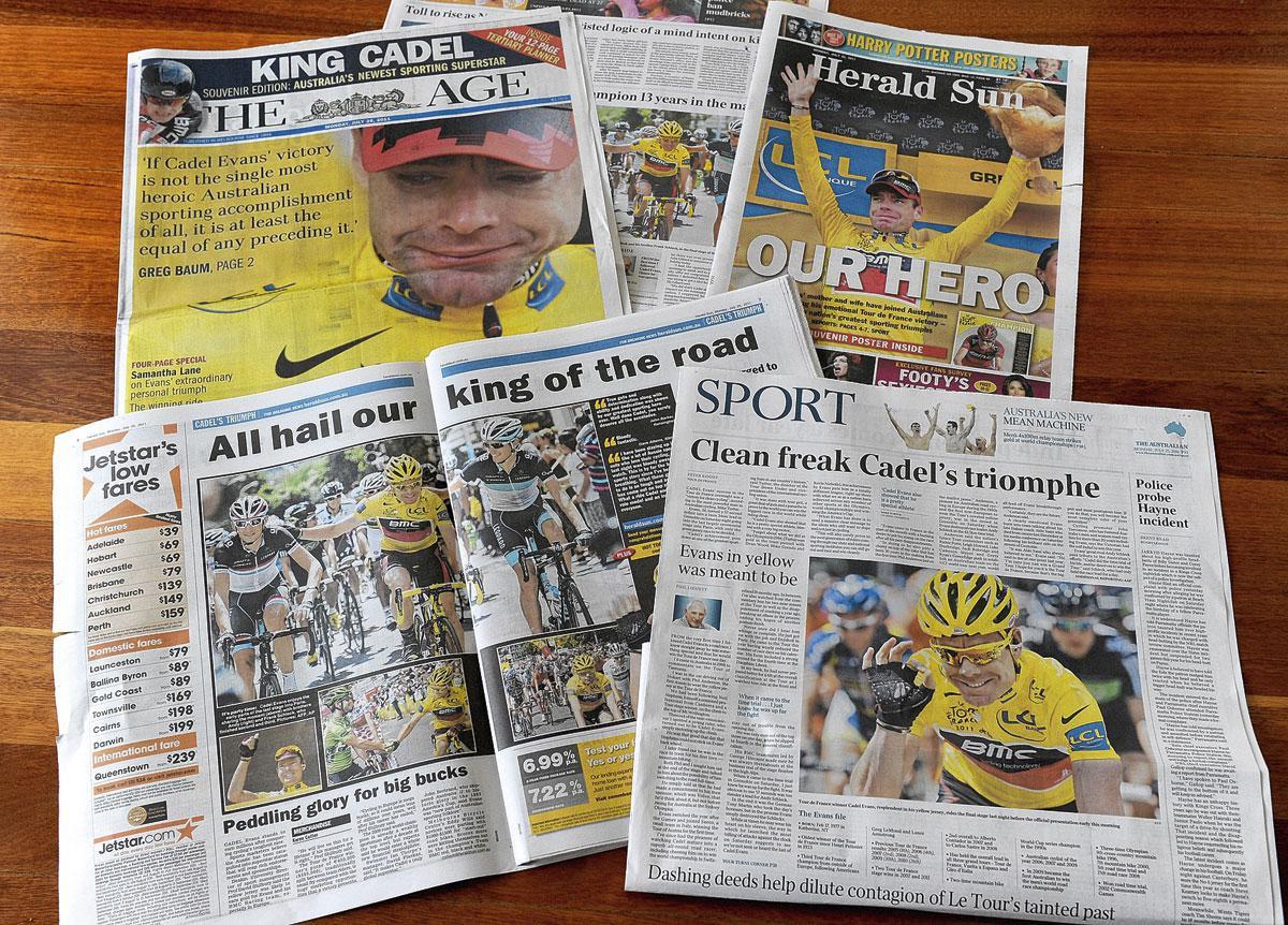 L'Australie célèbre Cadel Evans, son premier vainqueur du Tour de France.