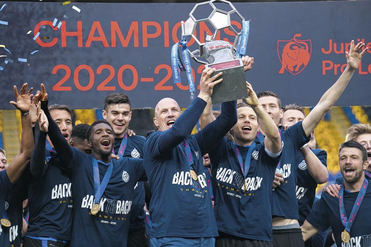 Philippe Clement lors de la célébration du titre 2020-2021 avec le Club Bruges.