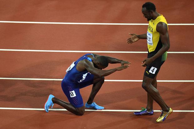 Hommage de Justin Gatlin à Usain Bolt