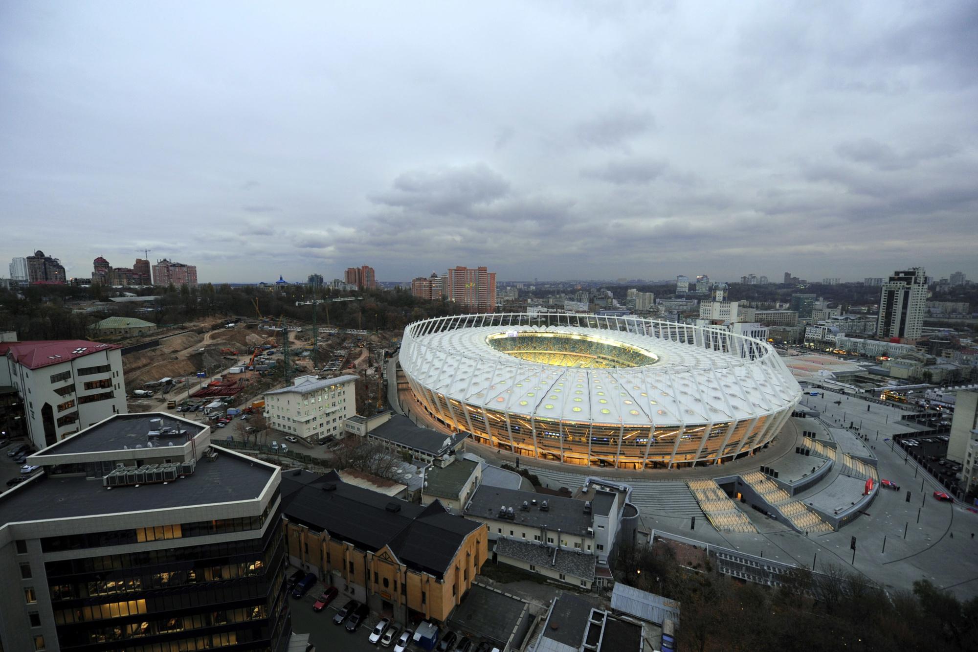 Le stade de Kiev où se disputait voici bientôt dix ans la finale de l'Euro 2012 organisé conjointement par la Pologne et l'Ukraine.