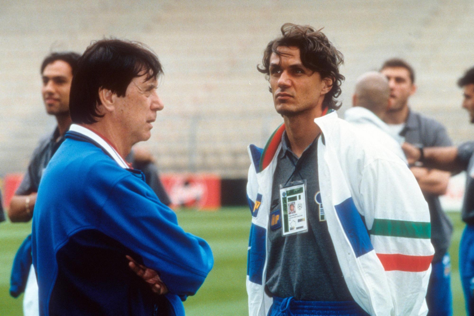 Cesare, époque sélectionneur, avec son fils et joueur, Paolo.