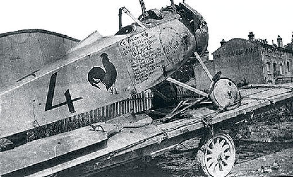 L'avion dans lequel Octave Lapize trouva la mort le 14 juillet 1917.