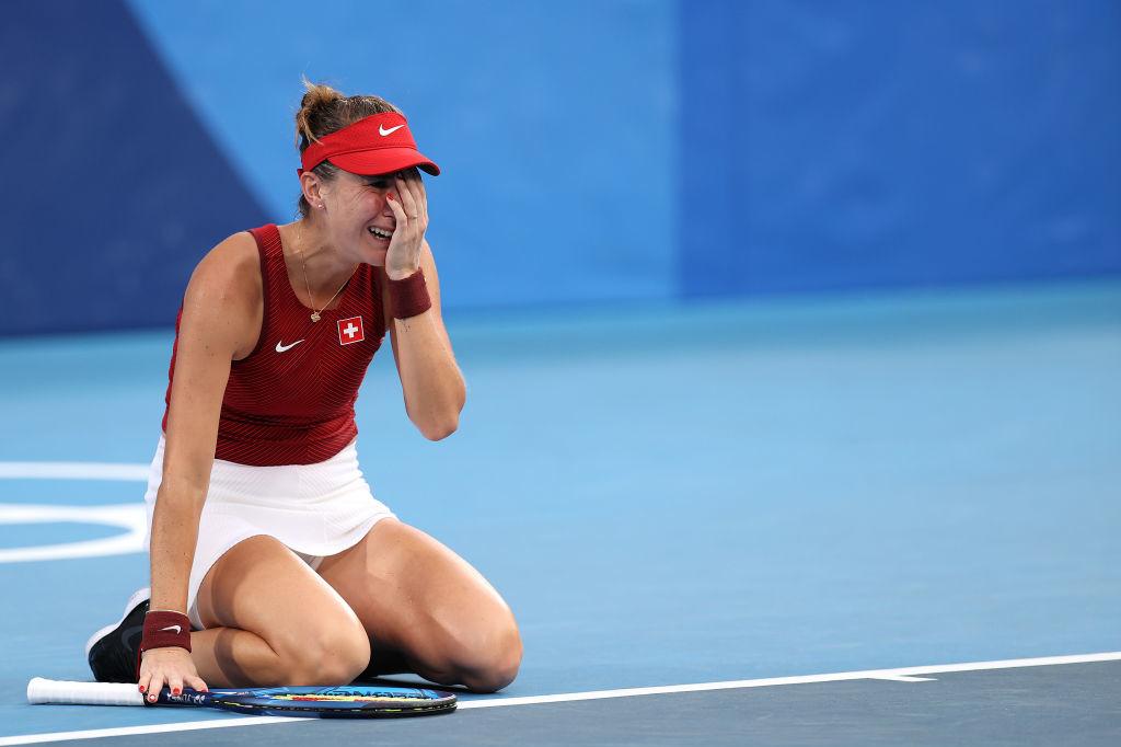 La Suissesse Belinda Bencic n'a pu cacher son émotion après sa qualification pour la finale du tournoi olympique de tennis féminin.
