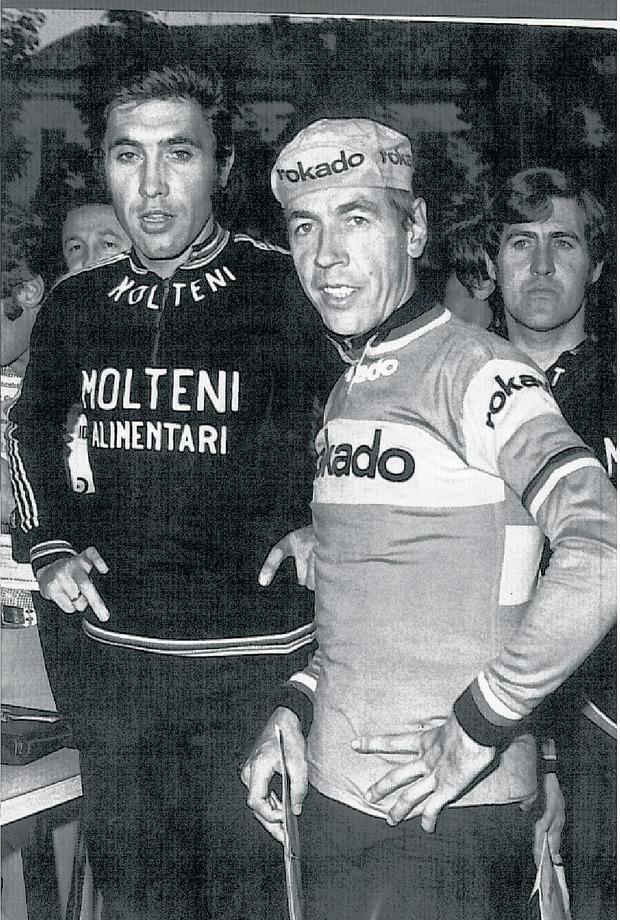 Herman Vanspringel au côté d'Eddy Merckx.