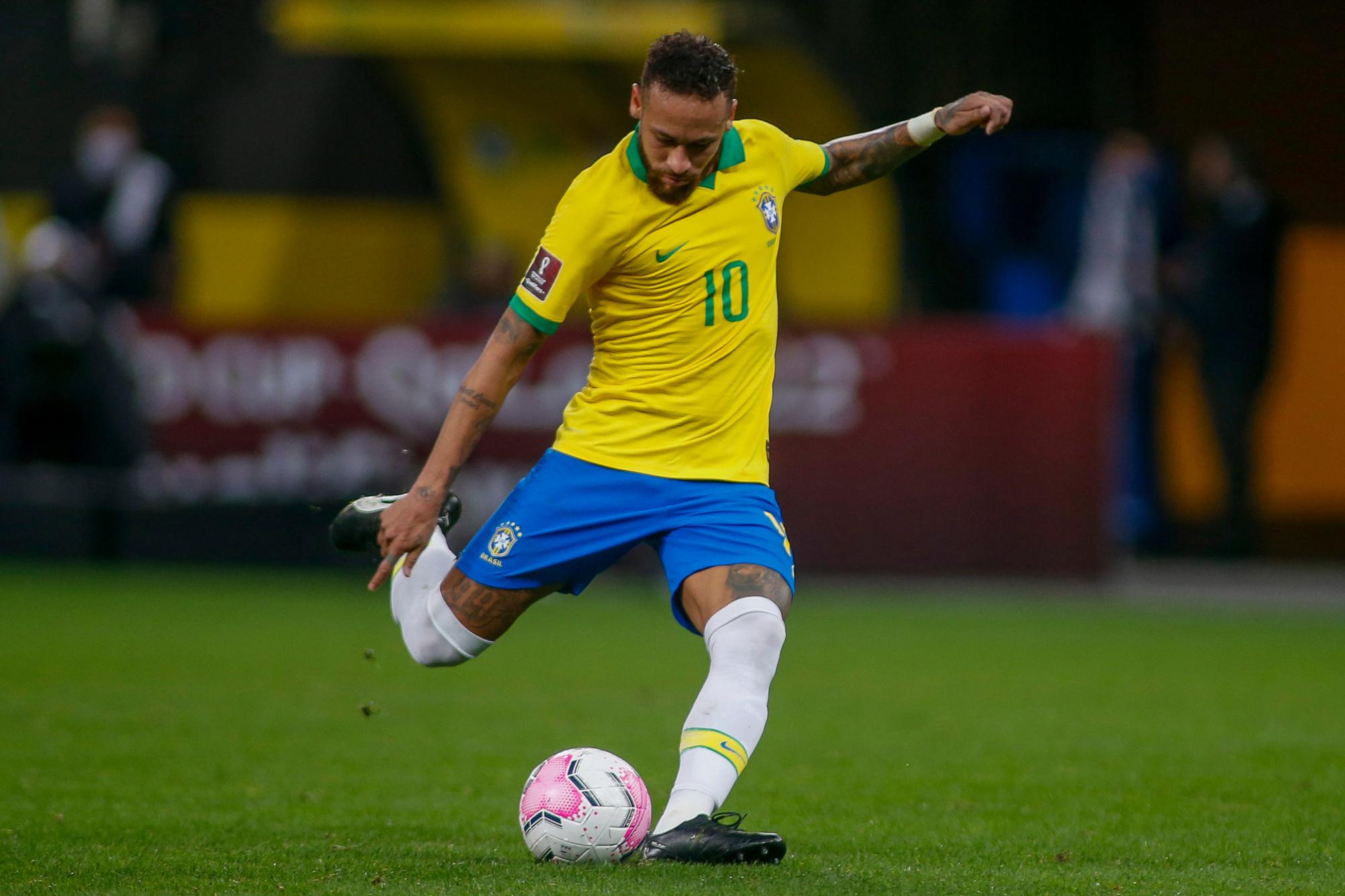 Neymar en action sous le maillot auriverde.