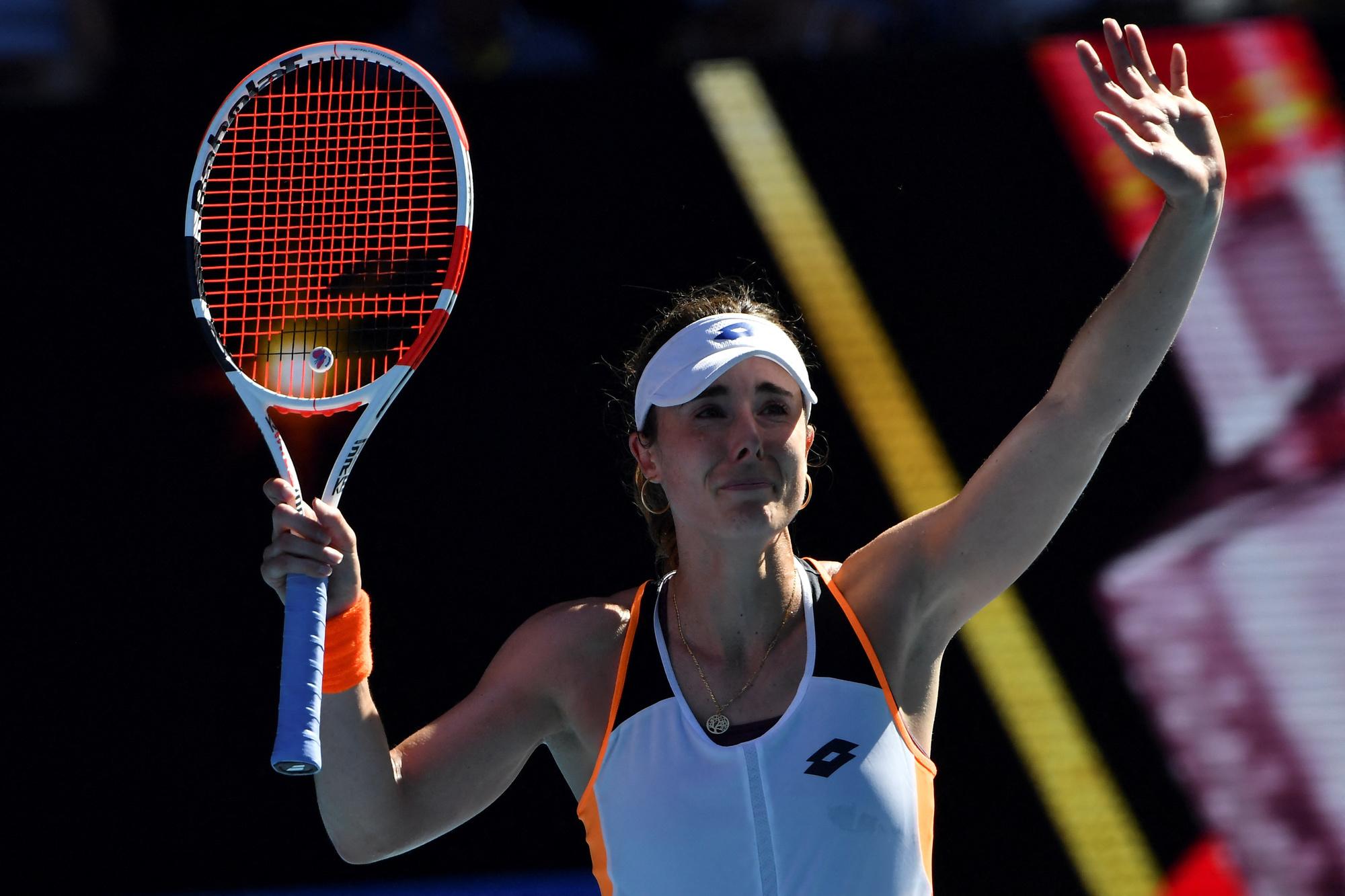 L'émotion d'Alizé Cornet qui a atteint pour la première fois les quarts de finale en Grand Chelem. Mais ce ne sera malheureusement pas contre Elise Mertens.