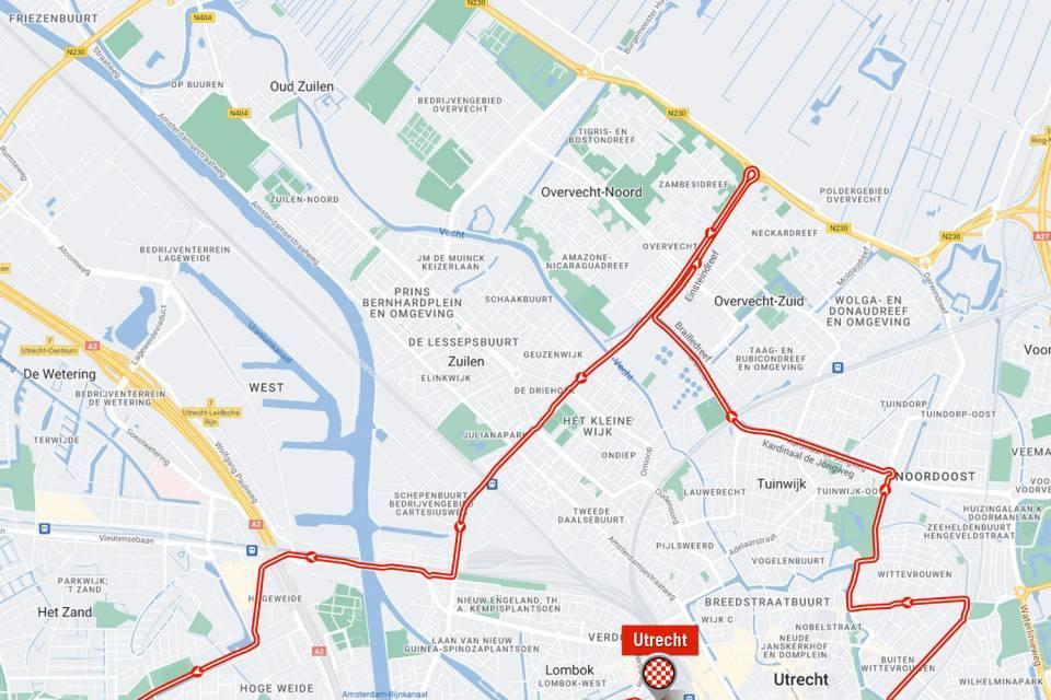 Le parcours du contre-la-montre par équipes d'Utrecht.