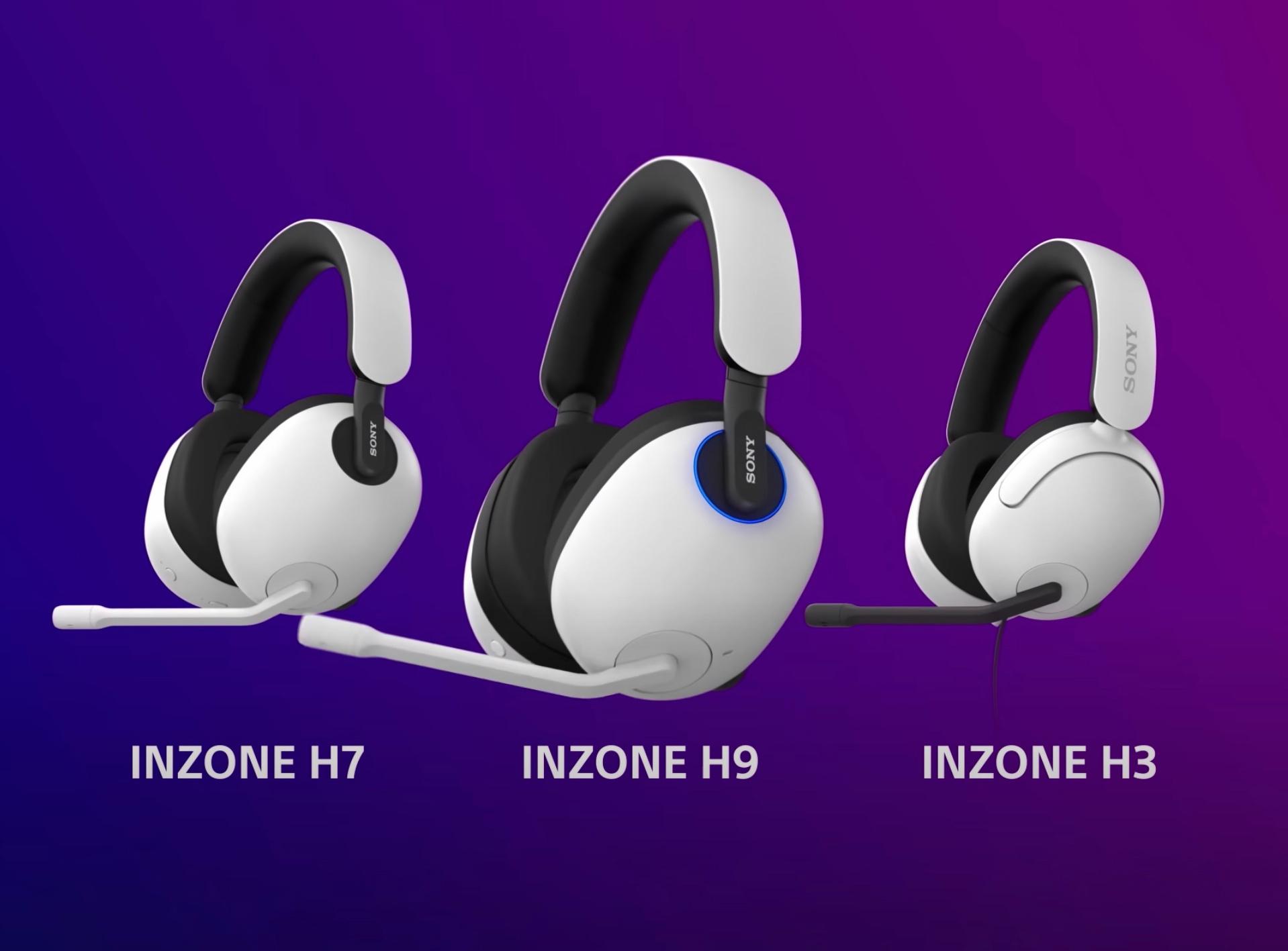 De drie Inzone-hoofdtelefoons van Sony.