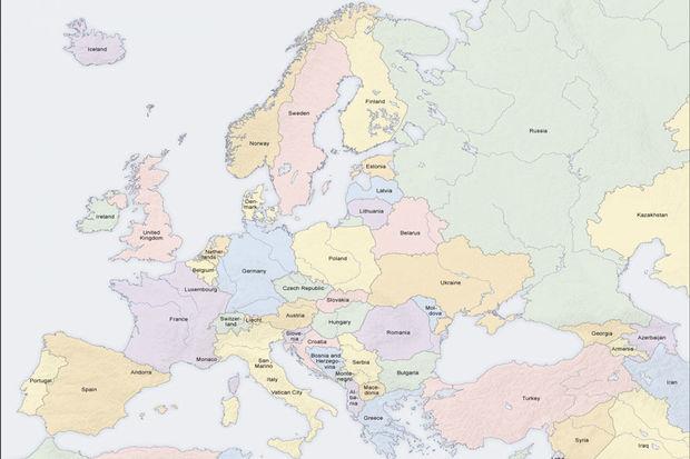 Kaart van Europa hertekend in verhouding tot de staatsschuld: 'België wordt tweemaal zo groot als Nederland'