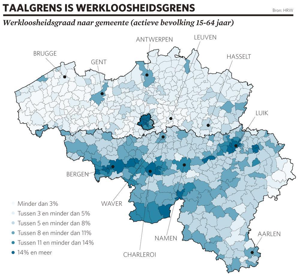 Werkloosheid daalt in Wallonië, maar Vlaanderen blijft locomotief van jobcreatie