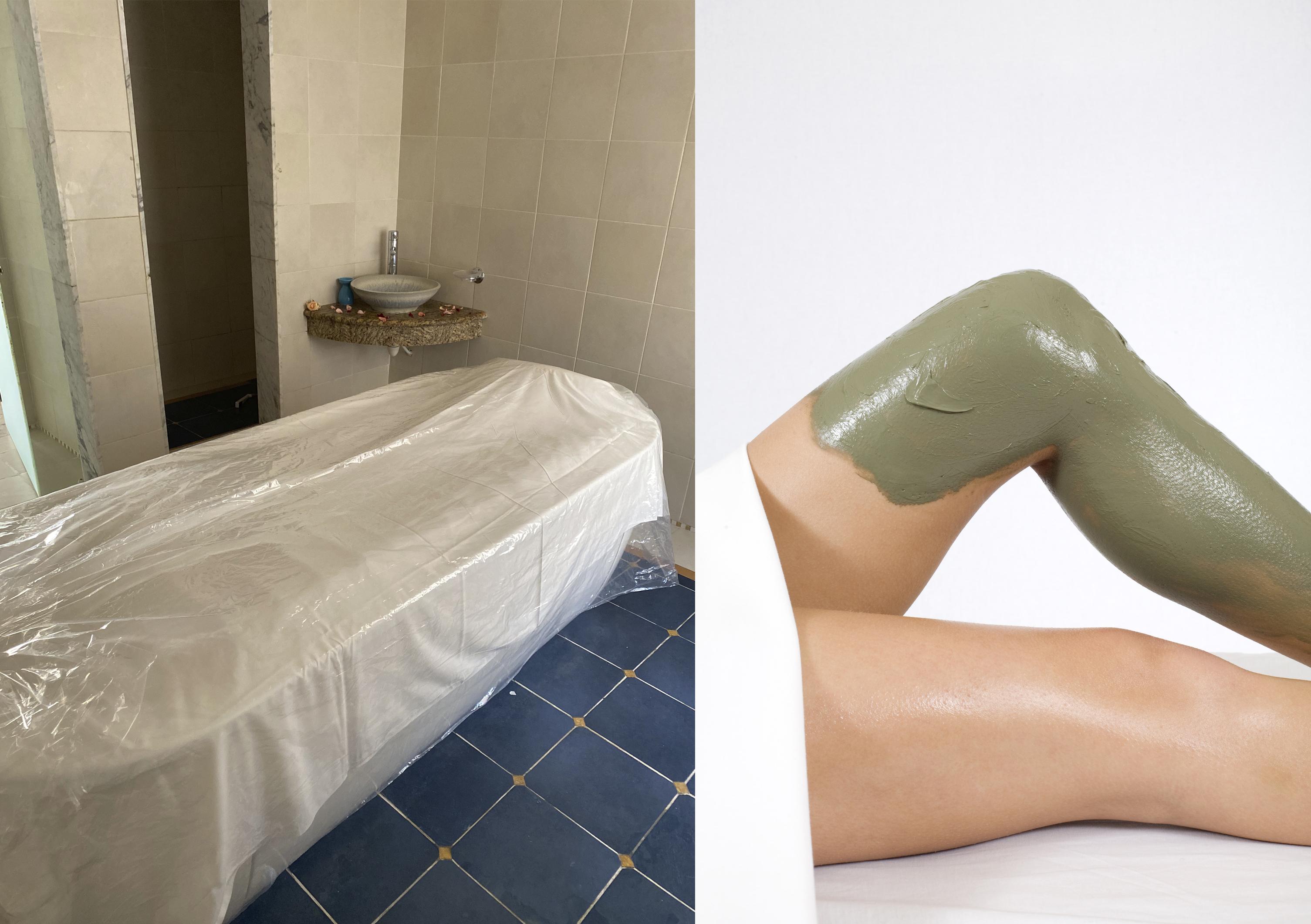 Na de algenpakking, dobber je op een verwarmd waterbed in een badkuip - © Lise Milbou en Getty Images.