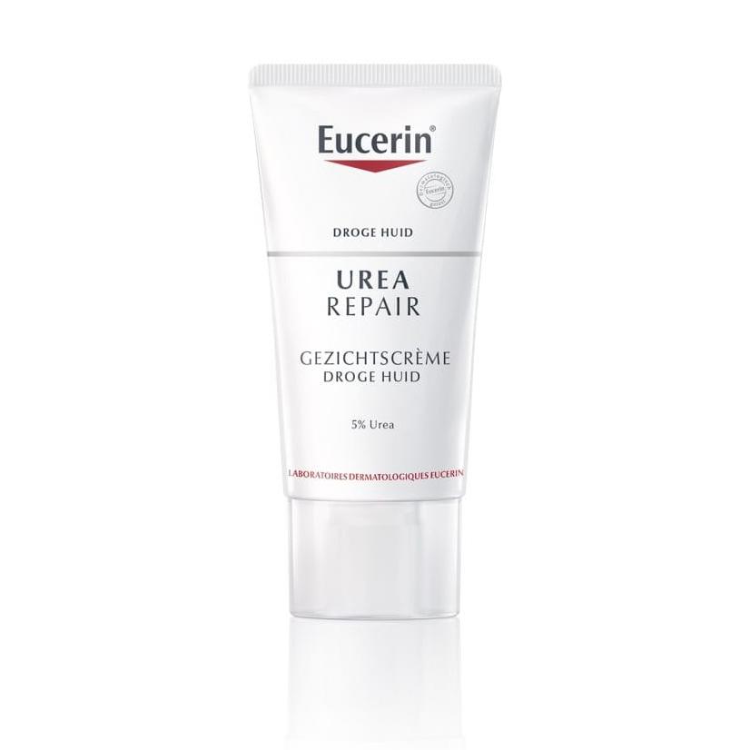 UreaRepair Plus van Eucerin; verzachtende gezichtscrème met 5% ureum - € 21,50 voor 50 ml bij de apotheek.