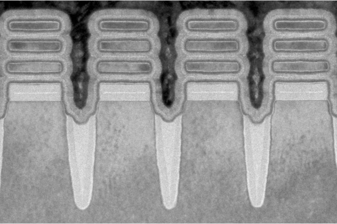 Zo zien de transistors, nauwelijks 2 nanometer breed, er in detail uit.