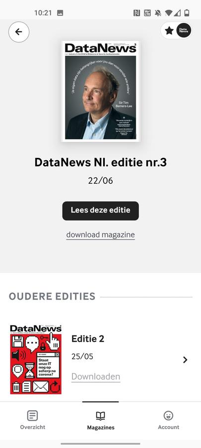 Ook de magazines van Data News kan u voortaan via de Mijn Magazines app lezen.