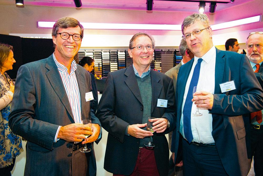 Renaud de Borman, réviseur d'entreprise, Dominique Delforge, gérant de D2DMCS, et Hugues Frisque, senior account manager chez Solvay.