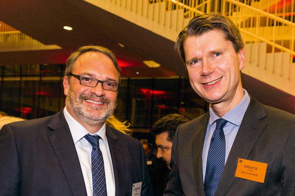 Damien de Dorlodot, administrateur délégué du groupe Decube, et Philipe Crevits, director corporate banking Wallonie chez Belfius.