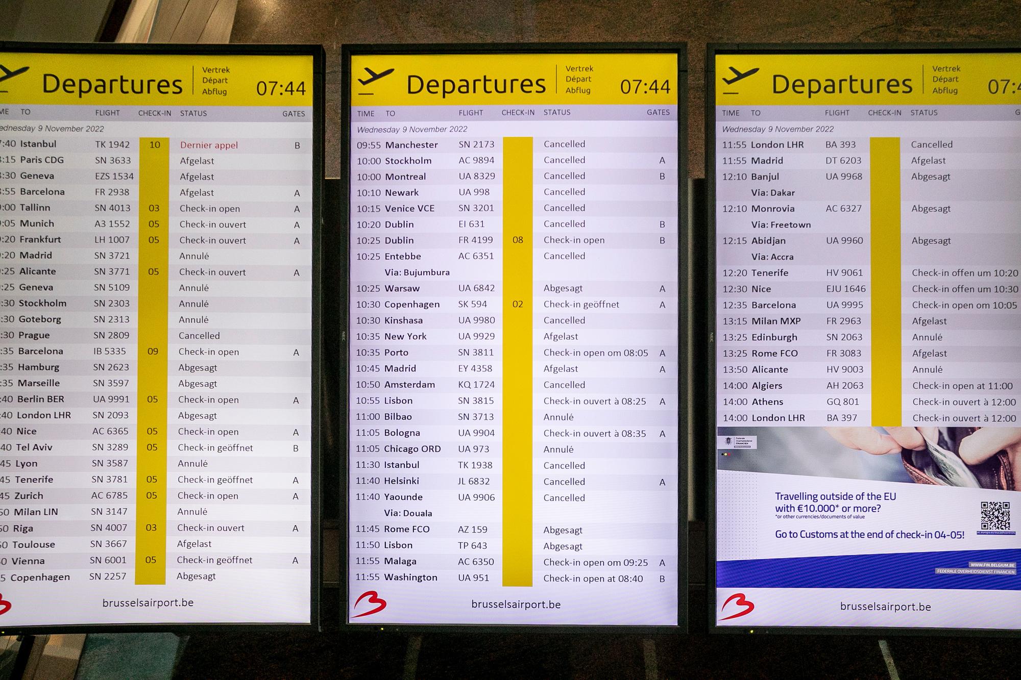 De nombreux vols annulés à Zaventem.