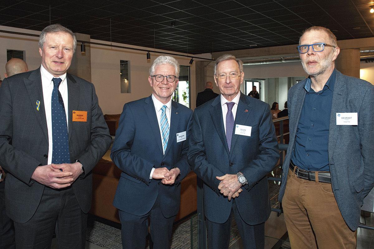 Philippe Barras, président de la CCI Wallonie, René Branders, président de la CCI du Brabant wallon, Jean-Claude Delen et Philippe Degraef, respectivement administrateur et directeur de la Febetra.