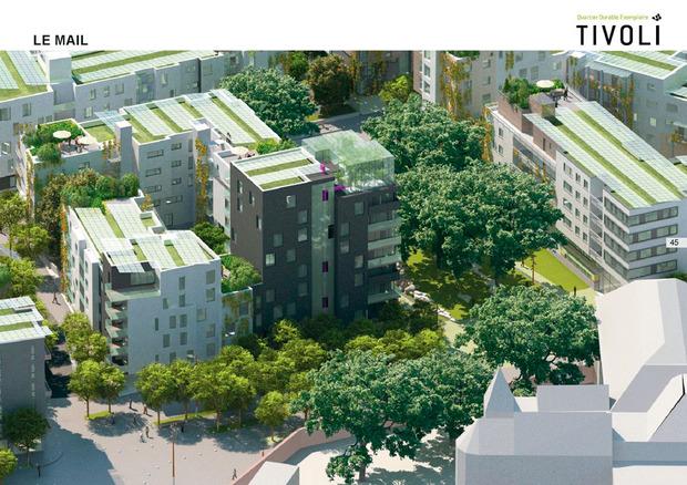 Tivoli Greencity (Bruxelles). L'îlot résidentiel en cours de construction accueillera à terme une serre et 16 potagers sur une surface de près de 1.500 m2.