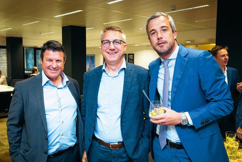 Ronny Nuten, chef du bureau Agency Flanders  du groupe Hugo Ceusters, Stefaan Martel, directeur  de Bopro, et Olivier Thiel, development director chez Immobel.