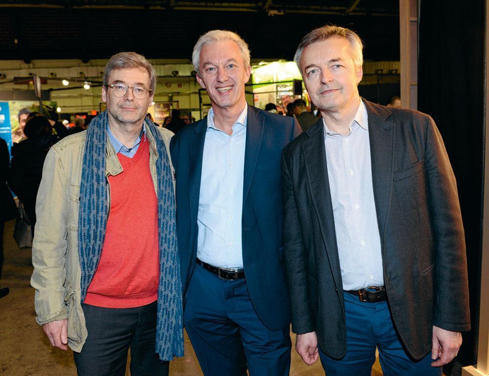 Ferdinand de Broqueville, fondateur de l'Immobilière Empiroy, Vincent Geuens, partner fusions & acquisitions chez Transferius, Réginald Henry de Frahan, sales manager chez Zaabär Chocolatier.