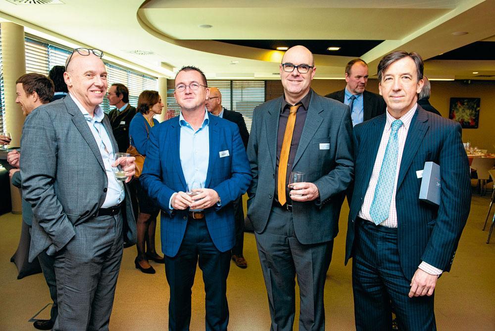 Jean-François Pollet, CEO de Novadip Biosciences, Michel Peeters et Koen Van Mechelen, respectivement manager business development et major account manager chez Canon Belgium, et Olivier Gillet, private wealth officer chez Van Lanschot Bankiers.