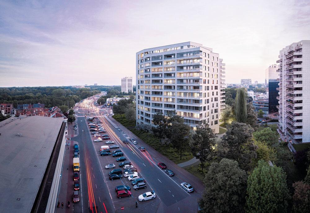 Cores Development Louise Marie, nouveau repère dans la skyline de la ville d'Anvers, combine vie urbaine et mobilité douce. 