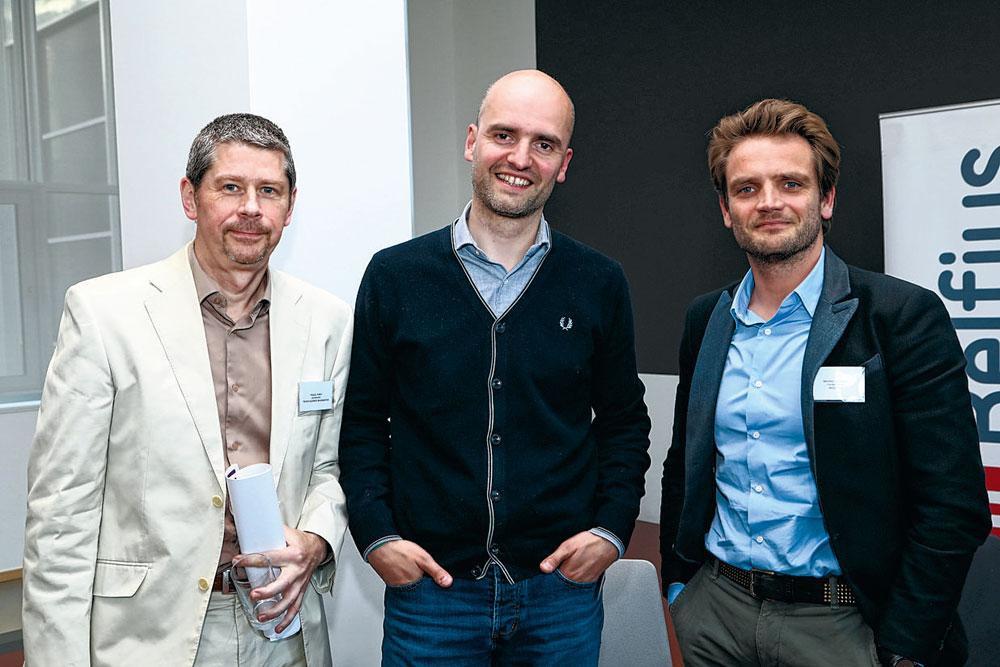 Pascal Flisch, manager Trends Business Information, Xavier Péters, investment manager chez Noshaq,  et Xavier Laoureux, cofondateur de Mozzeno.