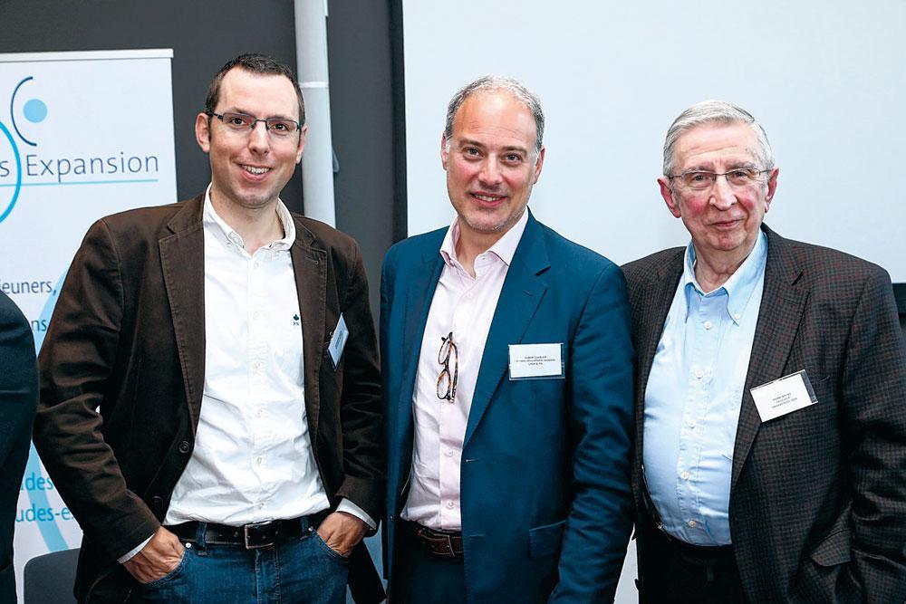 Simon Alexandre, manager and partner à The Faktory, Hubert Cuvelier, business development manager de la plateforme Look & Fin, et Pierre Michel, professeur à l'ULiège.