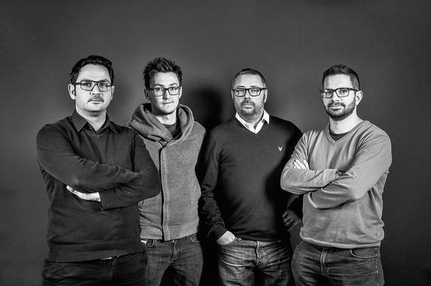 Les confondateurs de Dogstudio : Gilles Bazelaire, Henry Daubrez, Antoine Bogaert et Mathieu Bazelaire. 