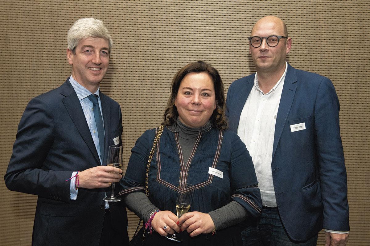 Alexis Lefebvre, associé du cabinet d'avocats Nelissen Grade, Stéphanie Rutten, chargée de mission au CHC Liège, et Emmanuel Briard, administrateur délégué de Hungry Minds.