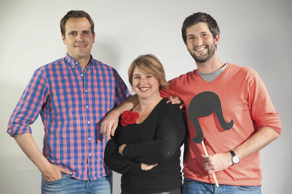 Alexandre van der Vaeren, Agnès Bonfond et Antoine de Menten, fondateurs de Simone a Soif.