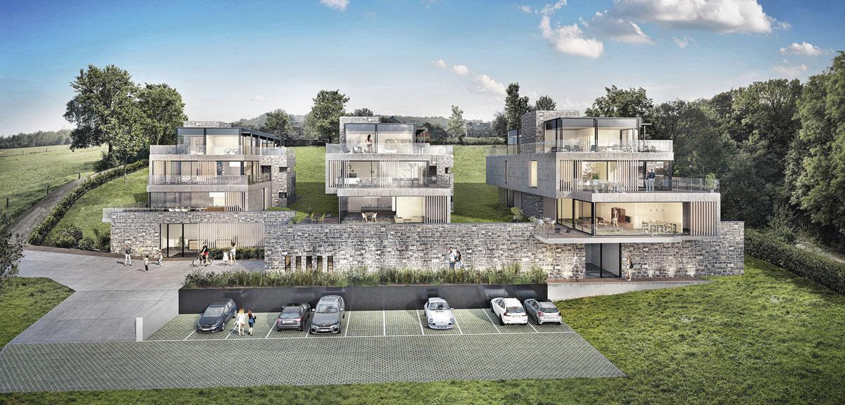 RÉSIDENCE ARMONIA           Développé par Elements projets, ce projet haut de gamme (5.300 euros/m2) situé à Durbuy proposera 15 appartements fin 2022. Les travaux débuteront en septembre.