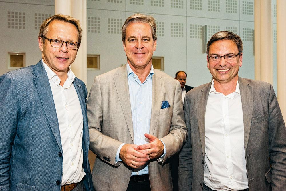 Olivier Bouhoulle et Bernard Steimes, managing  partners de Platinum Executive Search, en compagnie de Bernard Nicolay, professeur à la Solvay Brussels School.
