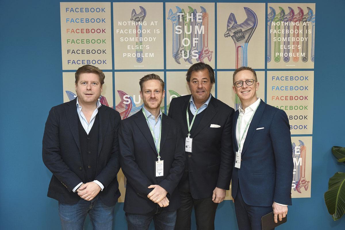 Alexis Lebedoff, country director de Facebook Belgium, Frédéric Lévy Morelle, John-Alexander Bogaerts, directeur du B19, et Pierre Hermant, CEO de Finance & Invest.Brussels.