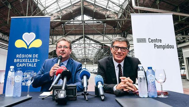 Rudi Vervoort, le ministre-président bruxellois et le président du Centre Pompidou, Serge Lasvignes.