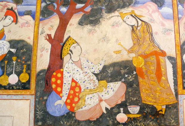 Une fresque du début du 18ème siècle, dans le palais de Chehel Sotum, à Ispahan.