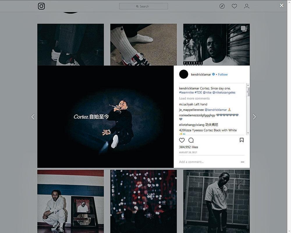Après avoir collaboré avec Reebok, le rappeur officie désormais pour Nike en publiant ses photos avec les derniers modèles de baskets Cortez aux pieds.