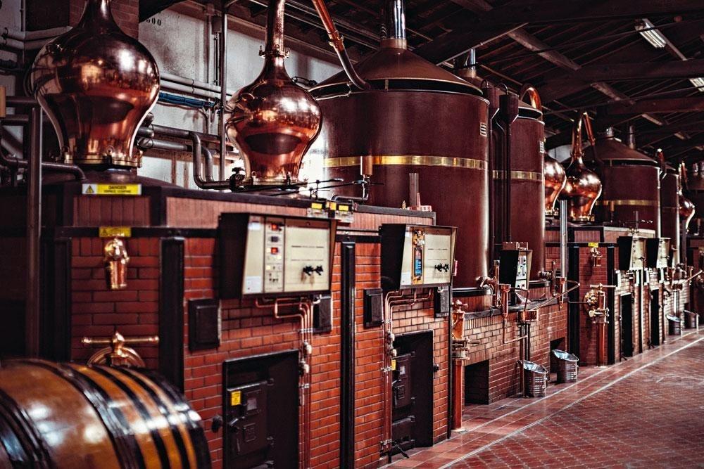 Distillerie et dames-jeannes où sont stockées les plus vieilles eaux-de-vie, certaines datant de plus d'un siècle.