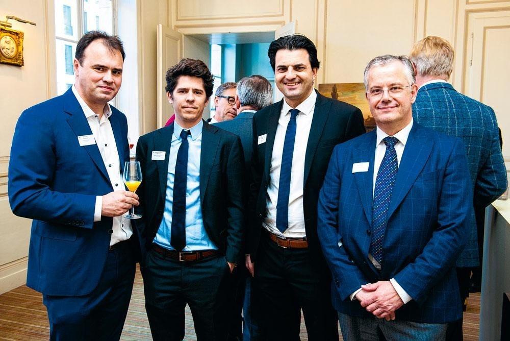 Philippe Touquet, investment director chez Dovesco, Tanguy Delvoye, business development manager chez Q7Leader, Maxime Costa, gérant d'Amophar, et Pascal Stroobant, partner chez Q7Leader.