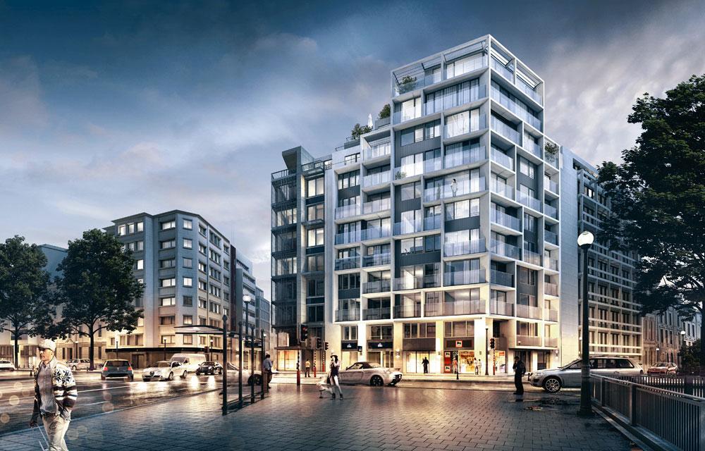 Résidence quadrian. Les prix de ce projet situé avenue Louise, sur le territoire de Bruxelles-Ville, flirtent avec les 5.000 euros/m2.