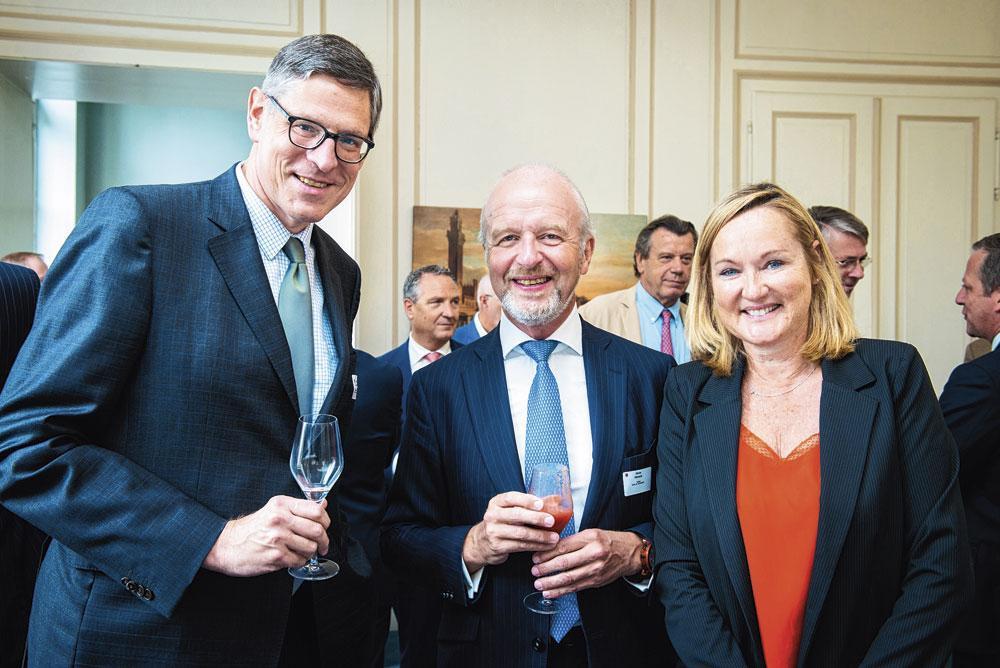 Jan Suykens et Olivier Hamoir, gérant de 3F Advisory, aux côtés d'Isabelle Simon, nouvelle directrice générale du Cercle de Lorraine.