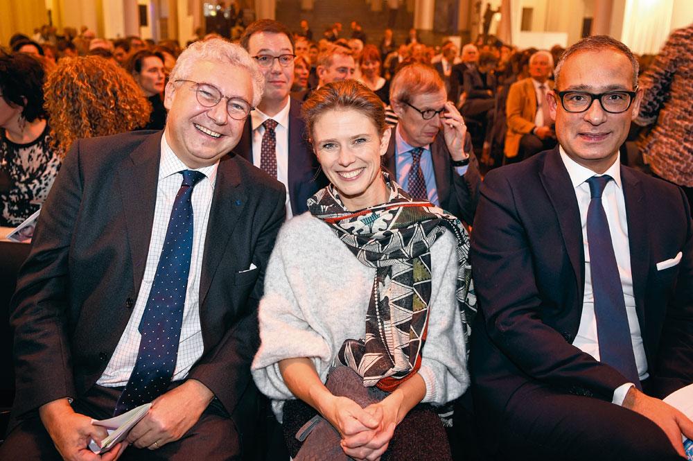 Serge Fautré, CEO d'AG Real Estate, Corinne Boulangier, directrice de la Première, Frédéric Cristallo, vice-président de la Deutsche Bank.