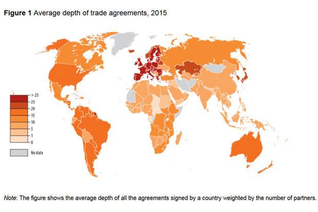 La carte du poids des relations commerciales dans le monde.